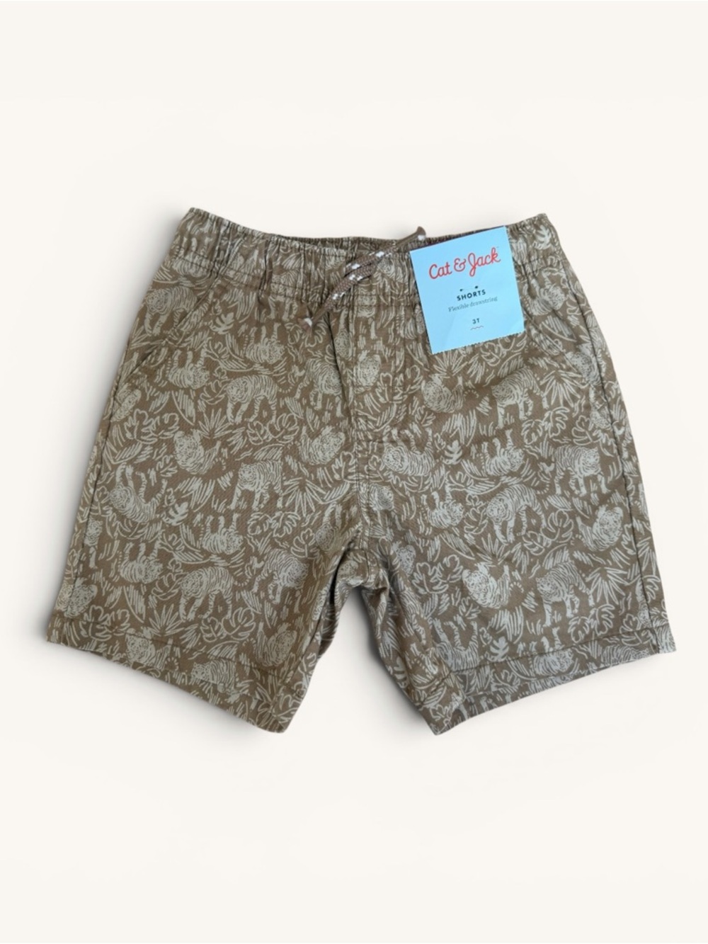 NWT Cat & Jack Tan Tiger Shorts, Size 3T, MSRP $12